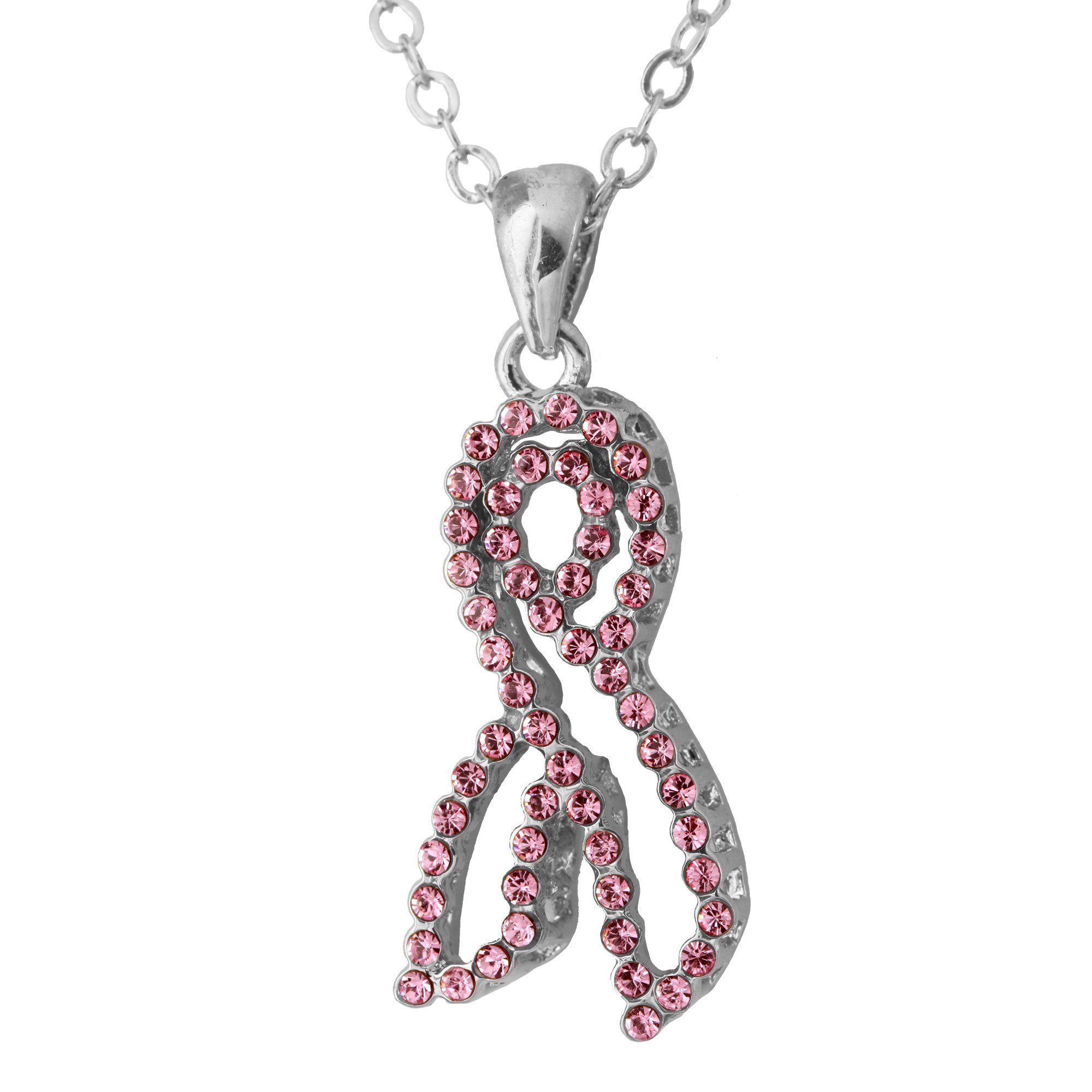 Outstanding Crystal Pink Ribbon Necklace | GreaterGood