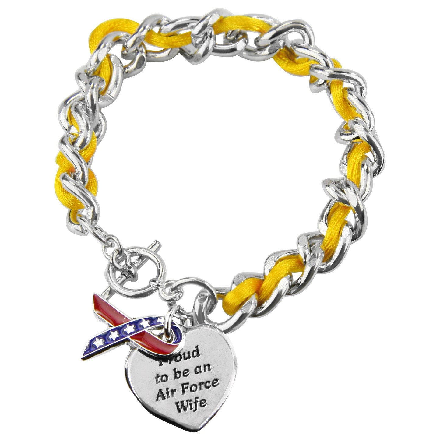 Proud To Be An Air Force Wife Ribbon Charm Bracelet