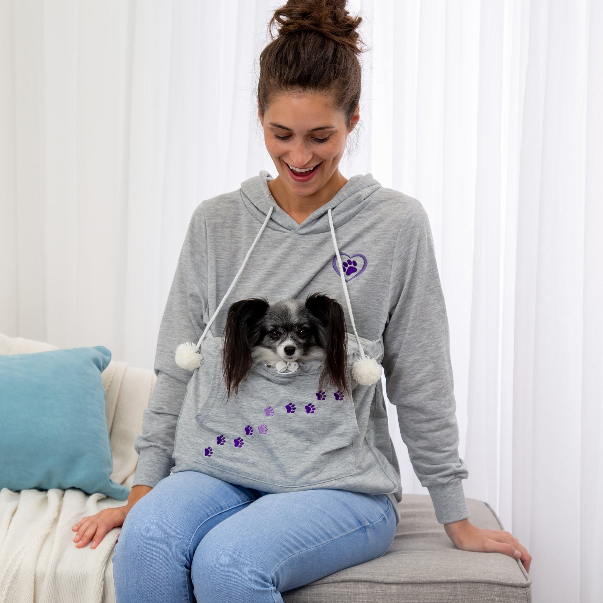 Purple Paw Pet Pouch Hooded Sweatshirt GreaterGood