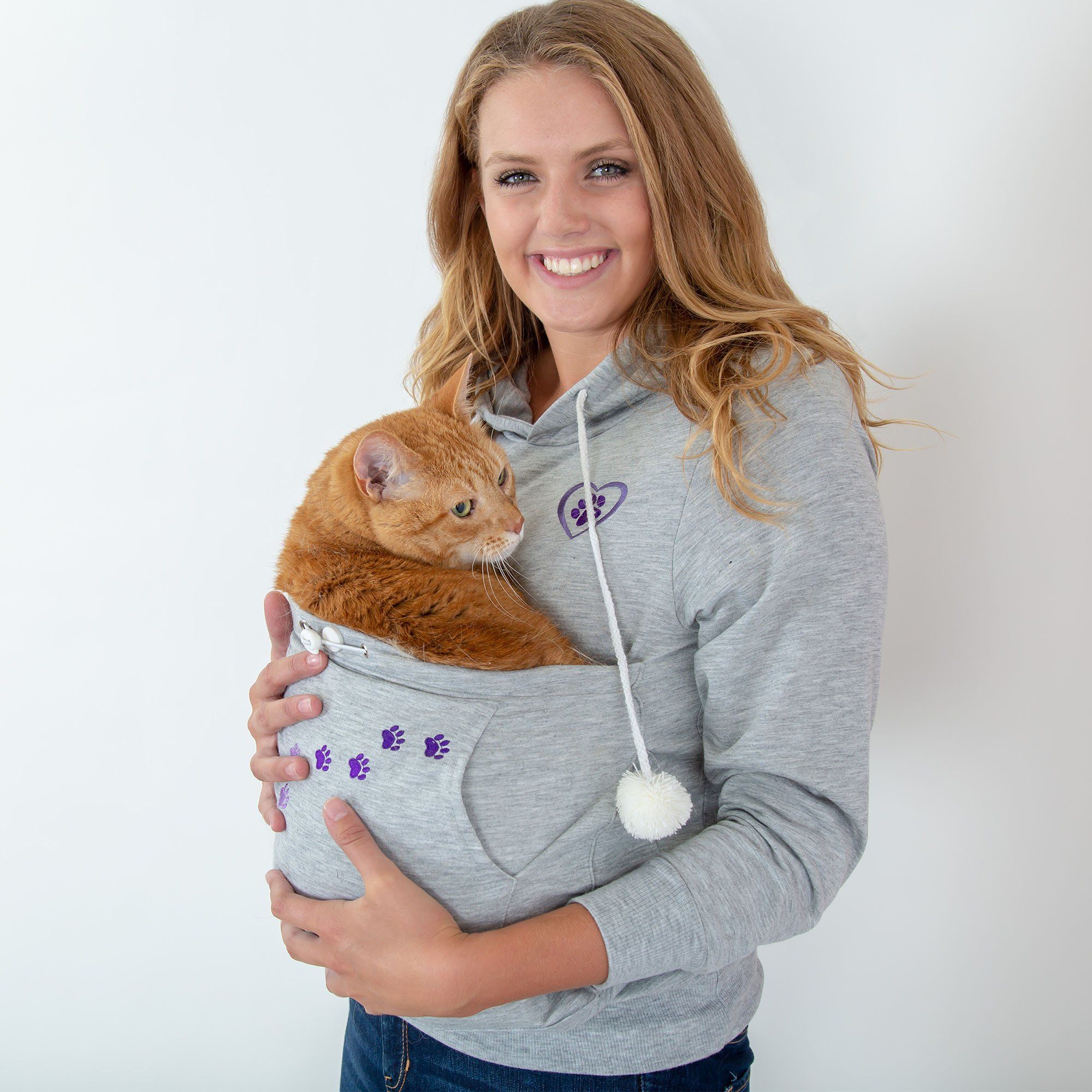 Purple Paw Pet Pouch Hooded Sweatshirt GreaterGood