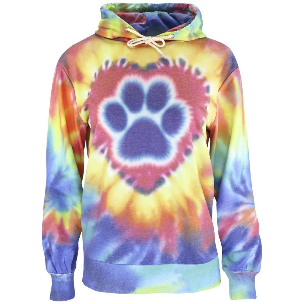 Purple Paw Tie Dye Lightweight Pullover Hoodie