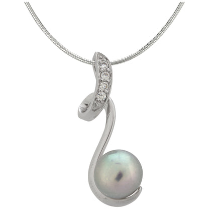 Sterling Swirl Pearl Necklace