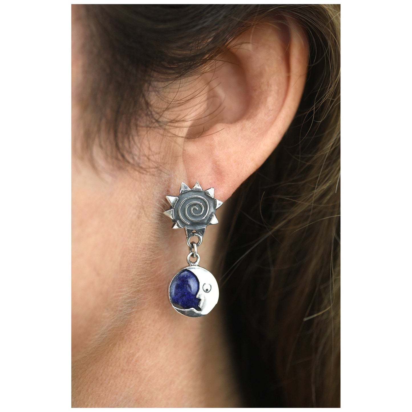 Sun & Moon Sterling & Sodalite Earrings