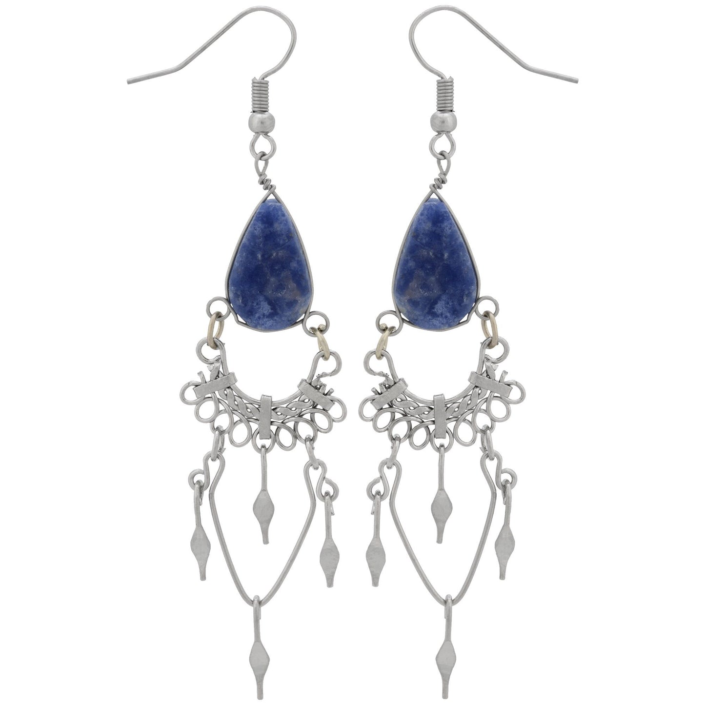 Swirls Chandelier Stone Earrings