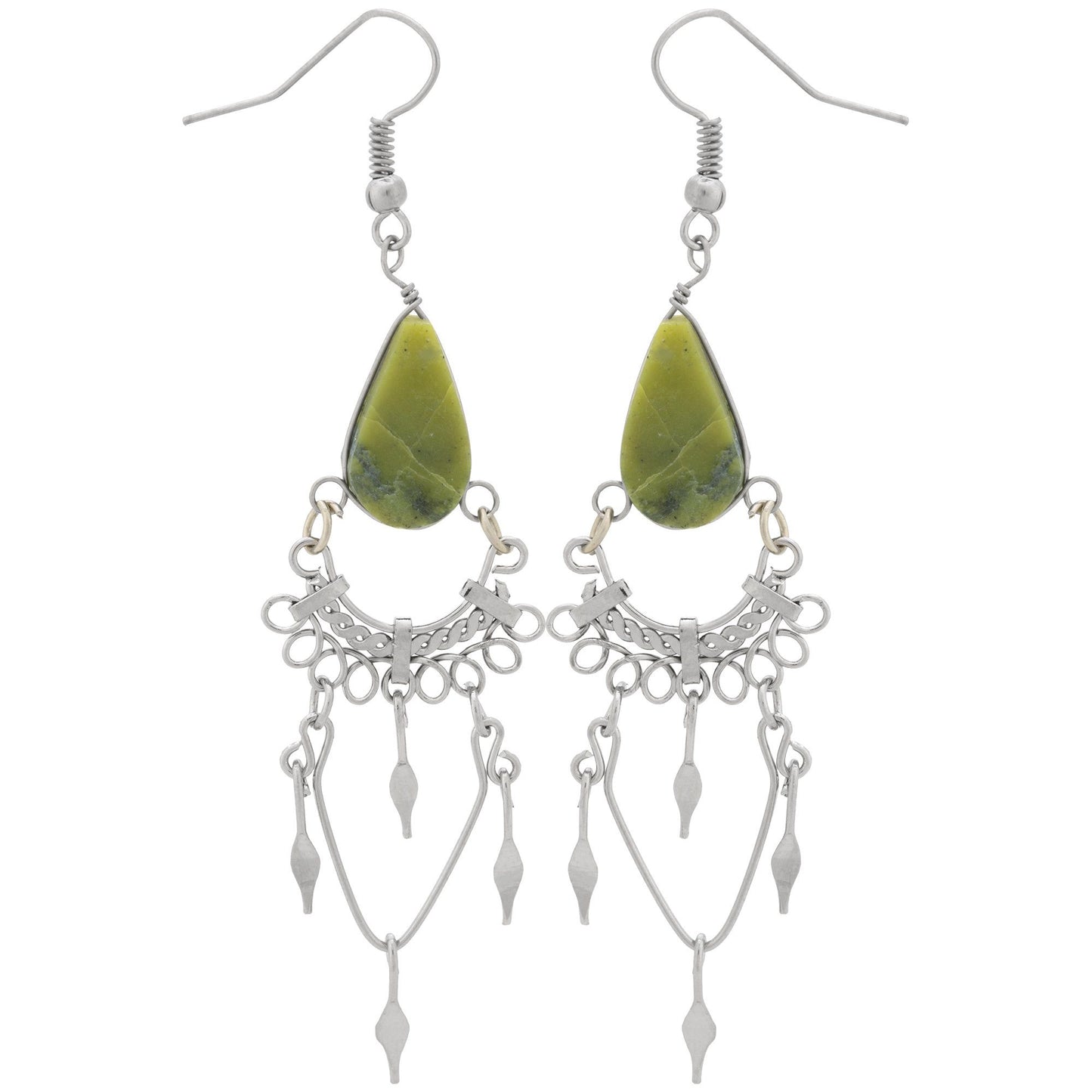 Swirls Chandelier Stone Earrings