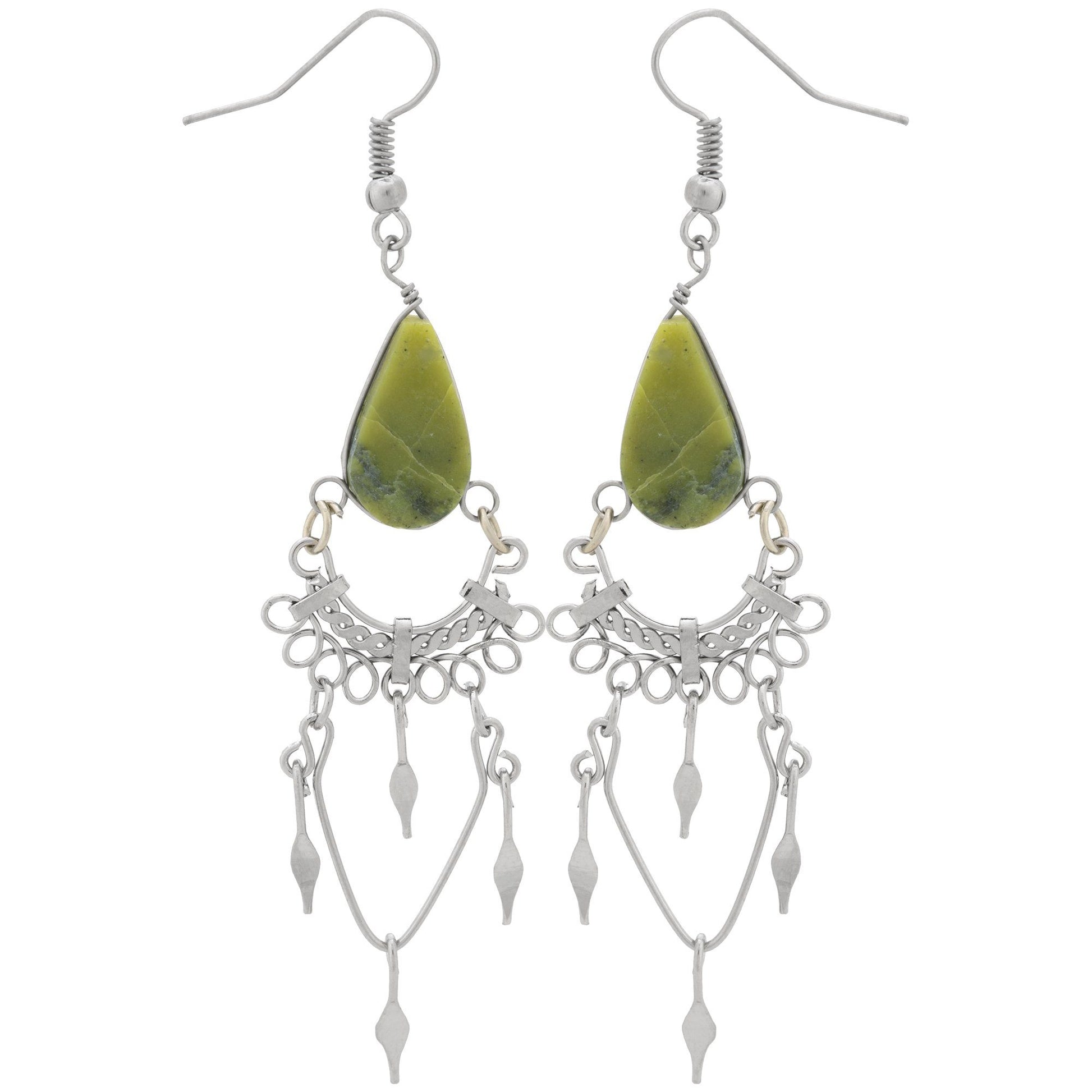 Swirls Chandelier Stone Earrings