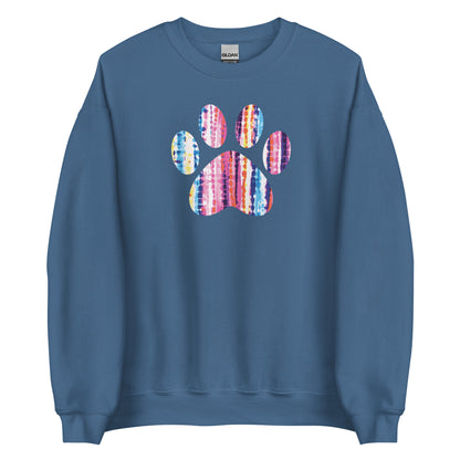 Hues of Pink Tie-Dye Paw Print Crewneck Sweatshirt