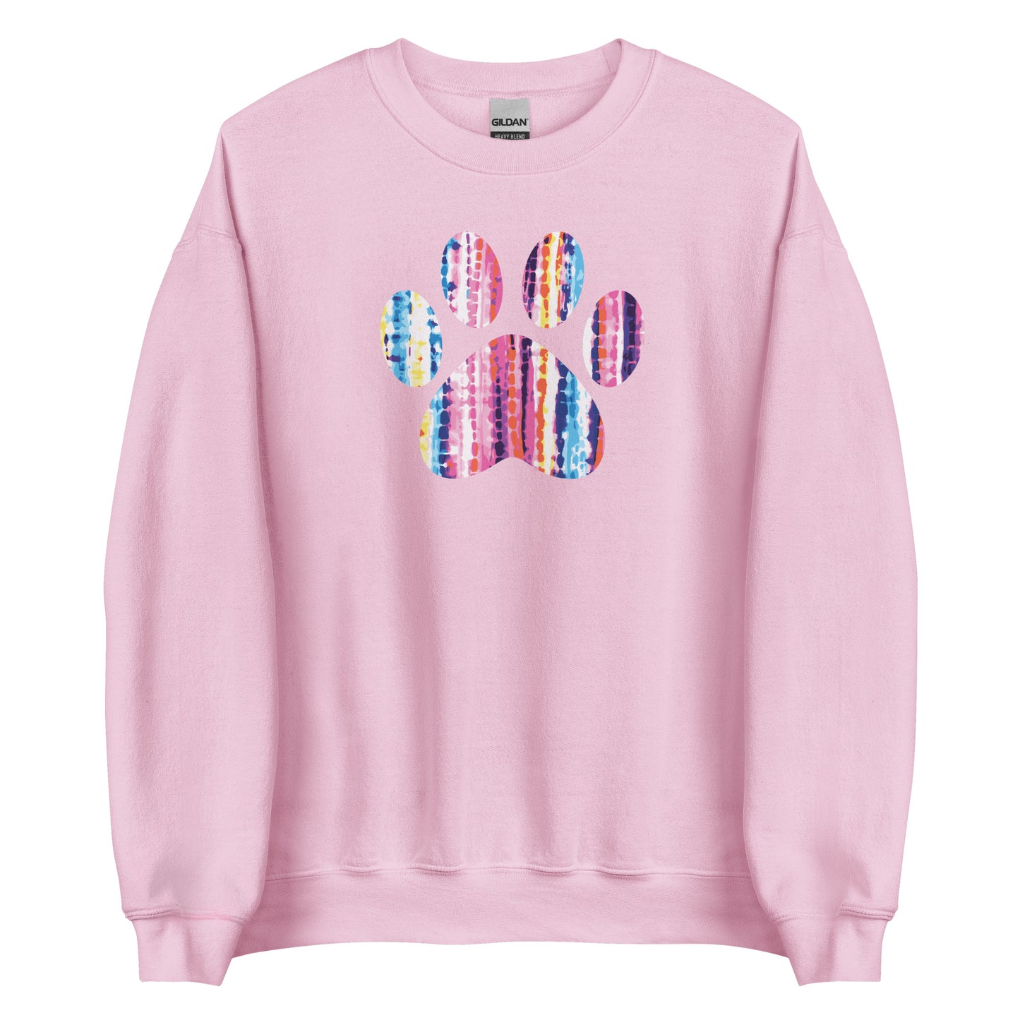 Hues of Pink Tie-Dye Paw Print Crewneck Sweatshirt