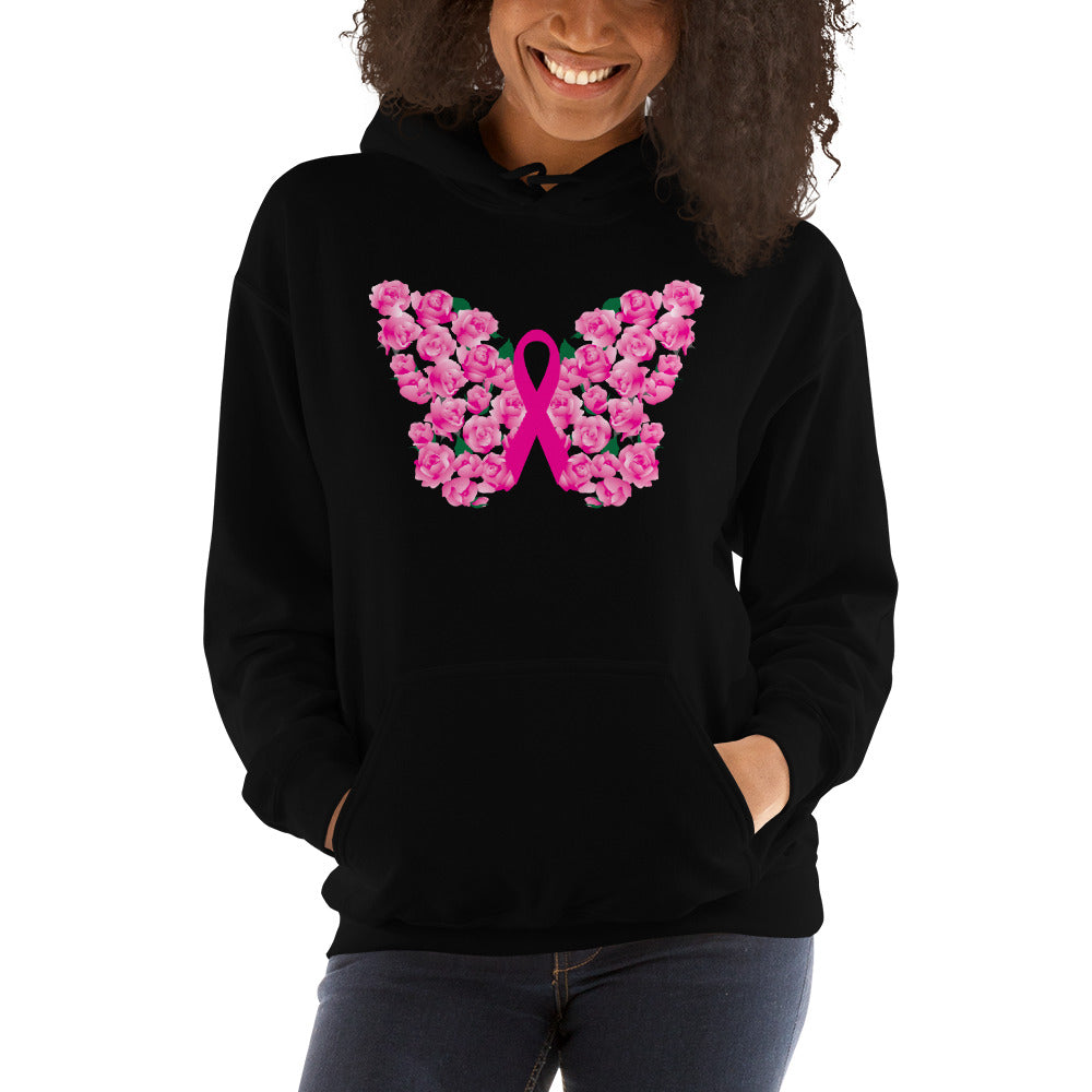 Pink Ribbon Floral Butterfly Hoodie