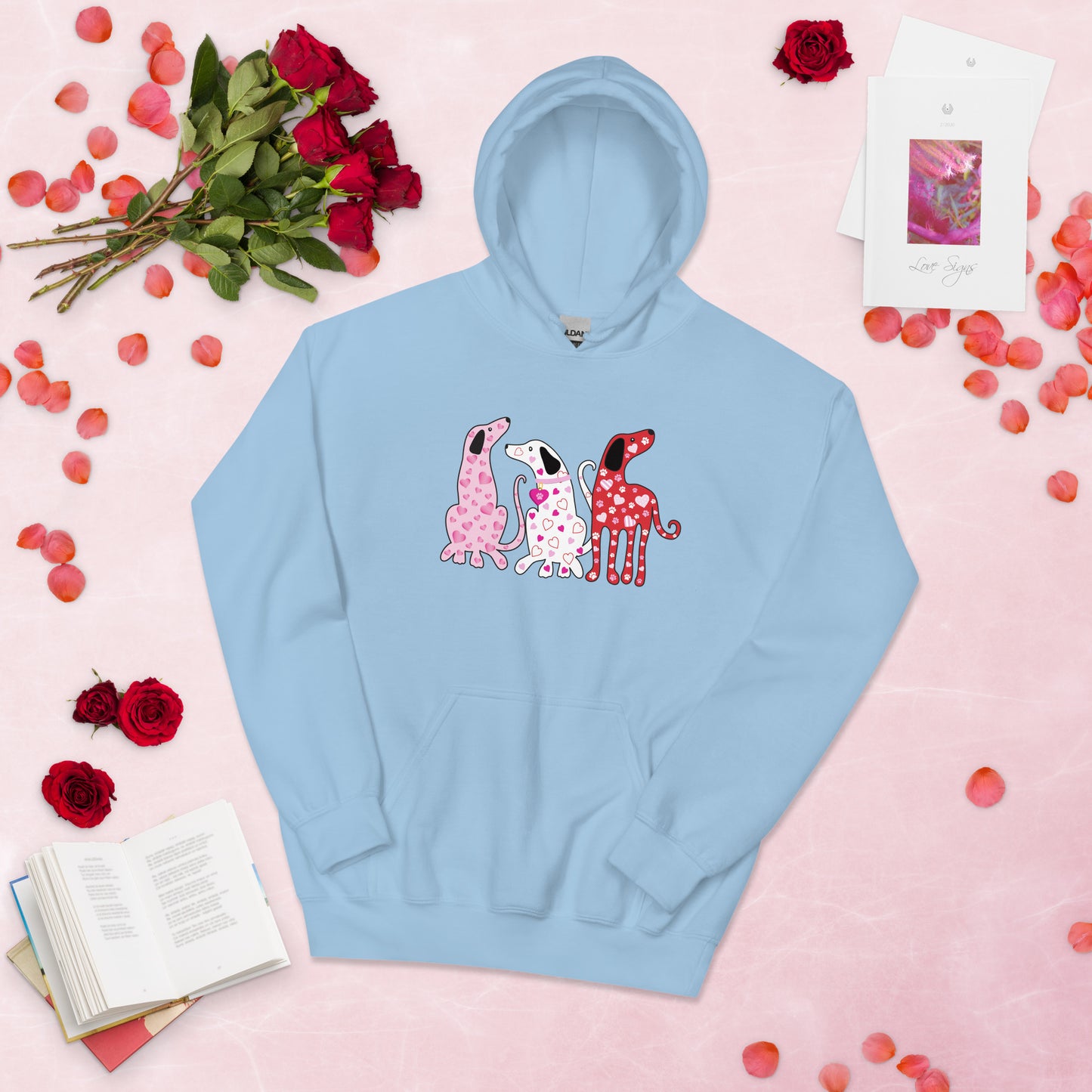 Whimsy Valentine Dogs Hoodie