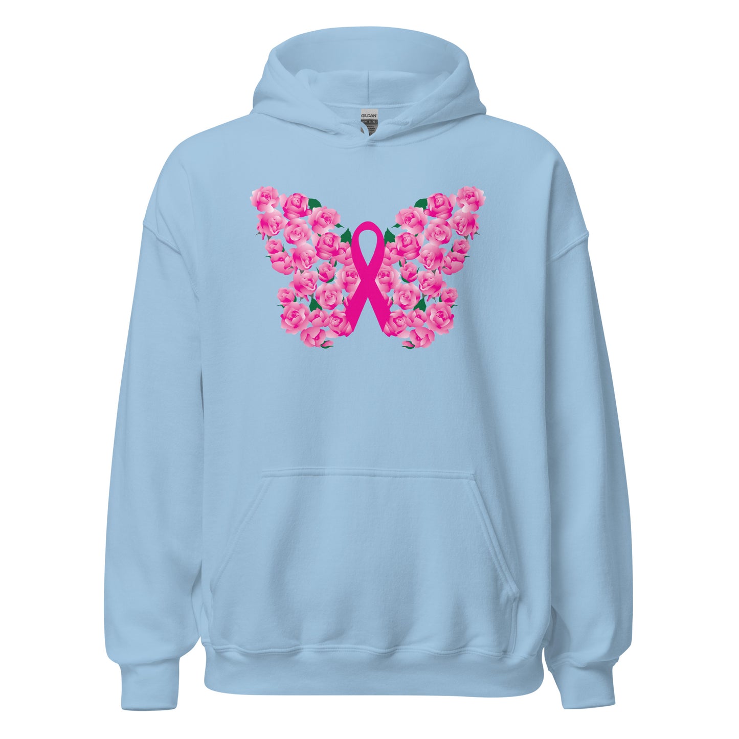 Pink Ribbon Floral Butterfly Hoodie