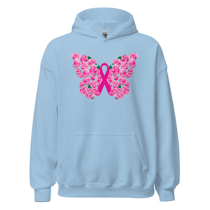 Pink Ribbon Floral Butterfly Hoodie