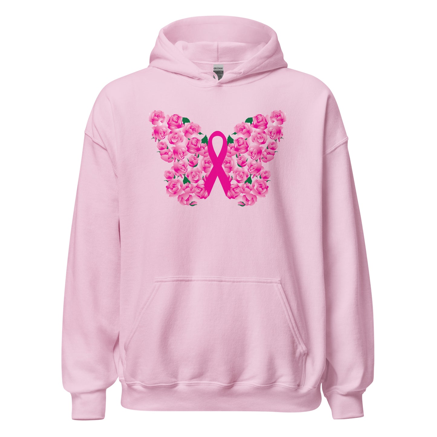 Pink Ribbon Floral Butterfly Hoodie