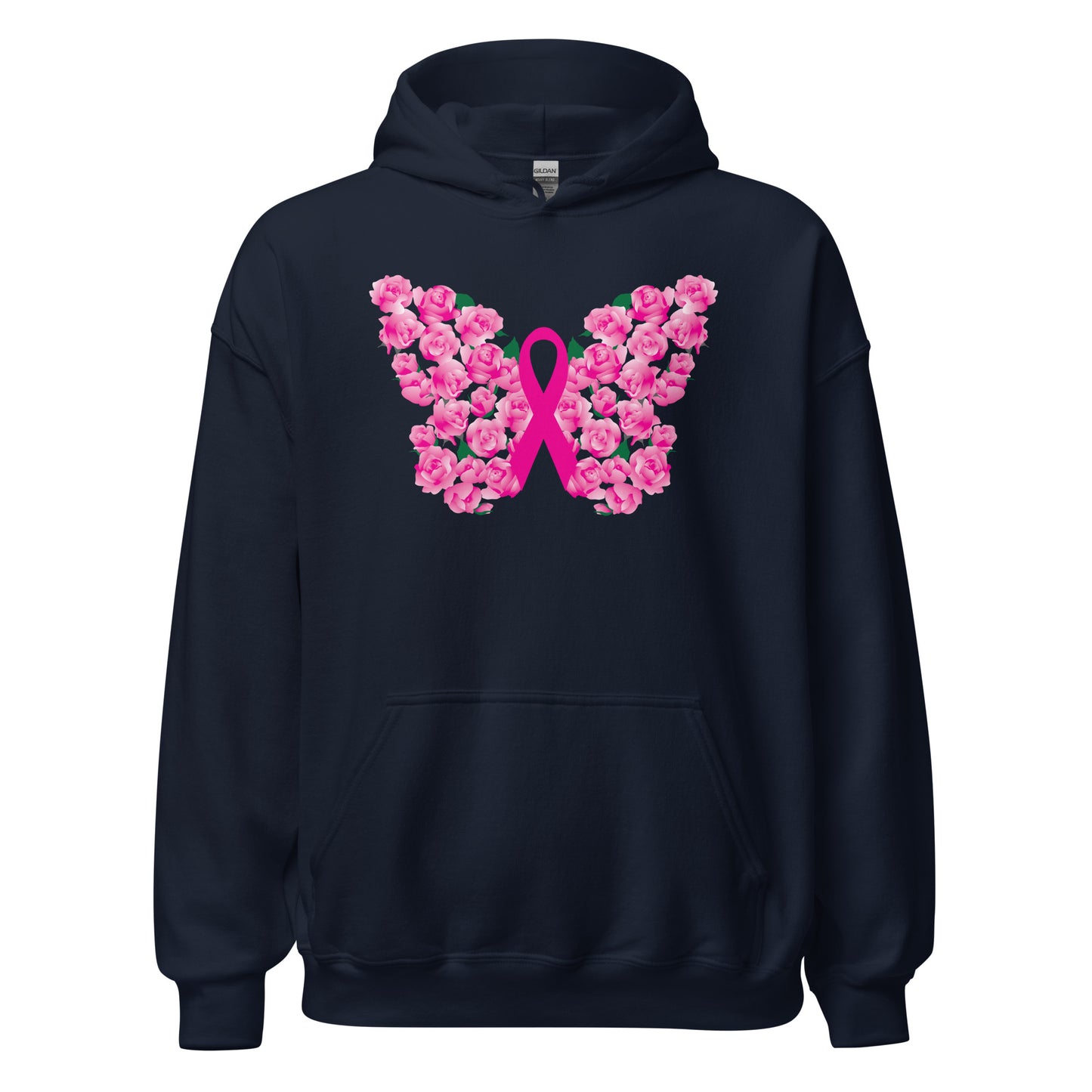 Pink Ribbon Floral Butterfly Hoodie