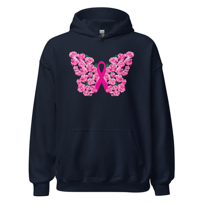 Pink Ribbon Floral Butterfly Hoodie