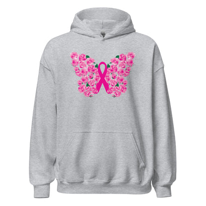 Pink Ribbon Floral Butterfly Hoodie