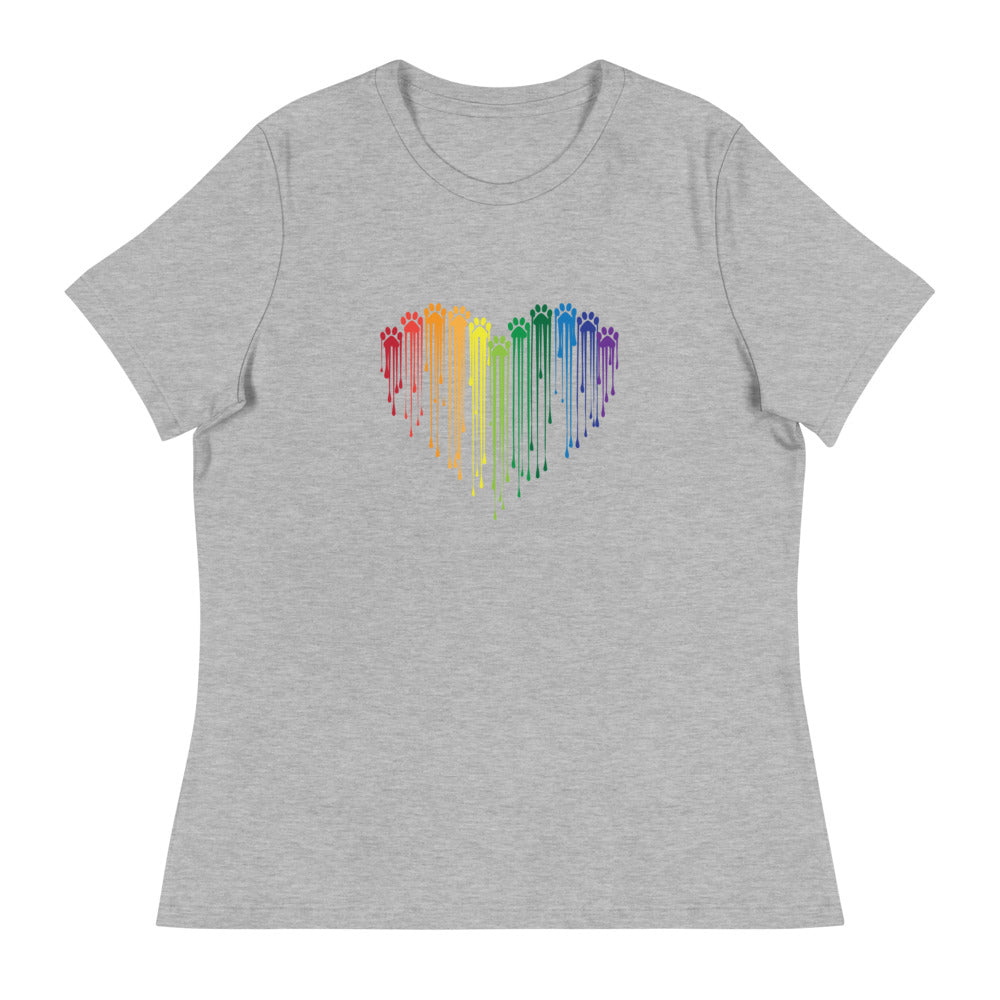 Rainbow Painted Paws Women's Relaxed T-Shirt