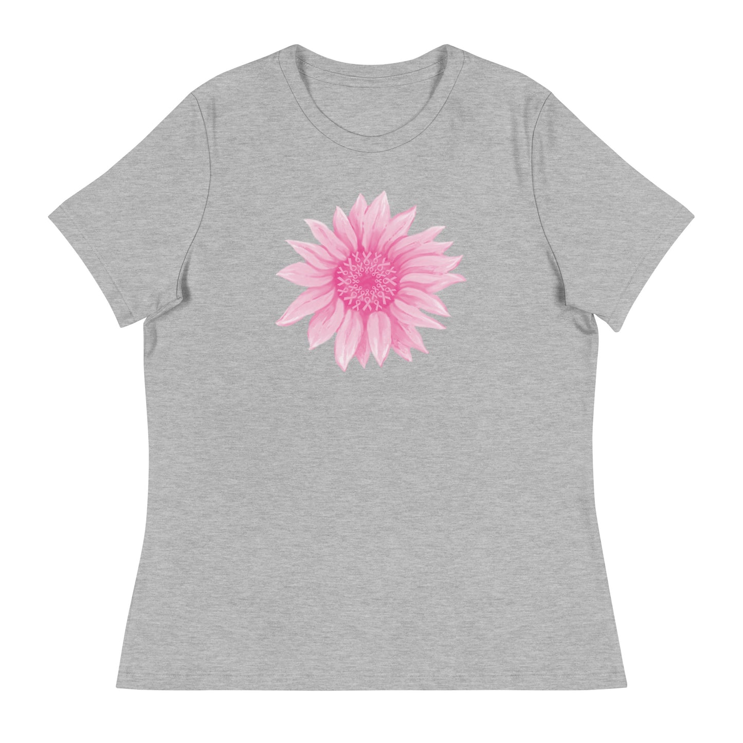 Pink Ribbon Sunflower Women's Relaxed T-Shirt