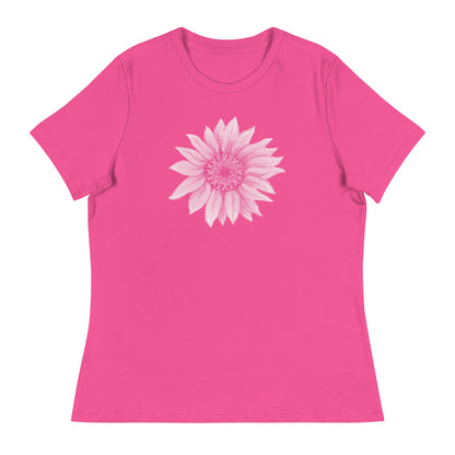 Pink Ribbon Sunflower Women's Relaxed T-Shirt