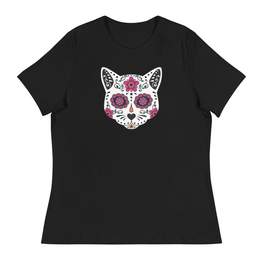 Sugar Skull Cat Women's Relaxed T-Shirt