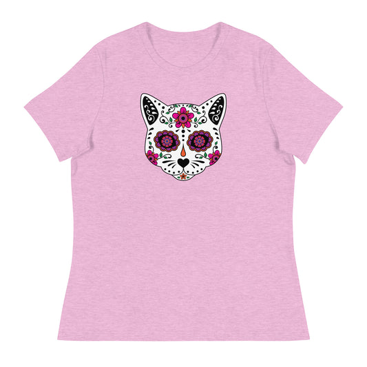 Sugar Skull Cat Women's Relaxed T-Shirt