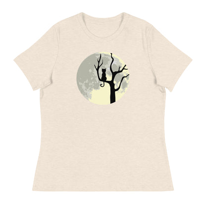 Spooky Tree & Cat Women's Relaxed T-Shirt