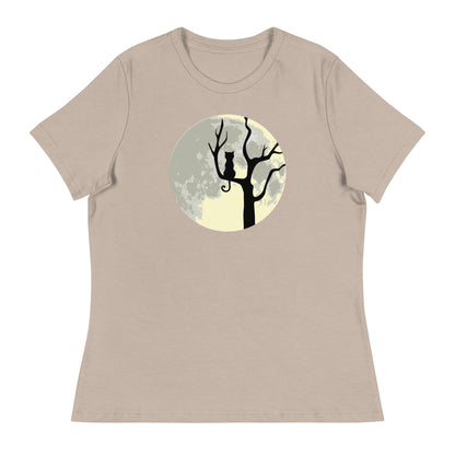 Spooky Tree & Cat Women's Relaxed T-Shirt