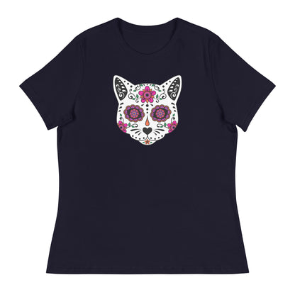 Sugar Skull Cat Women's Relaxed T-Shirt