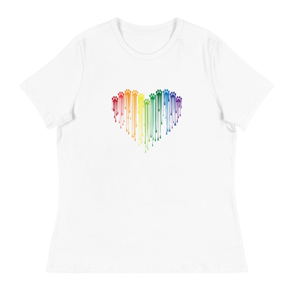 Rainbow Painted Paws Women's Relaxed T-Shirt