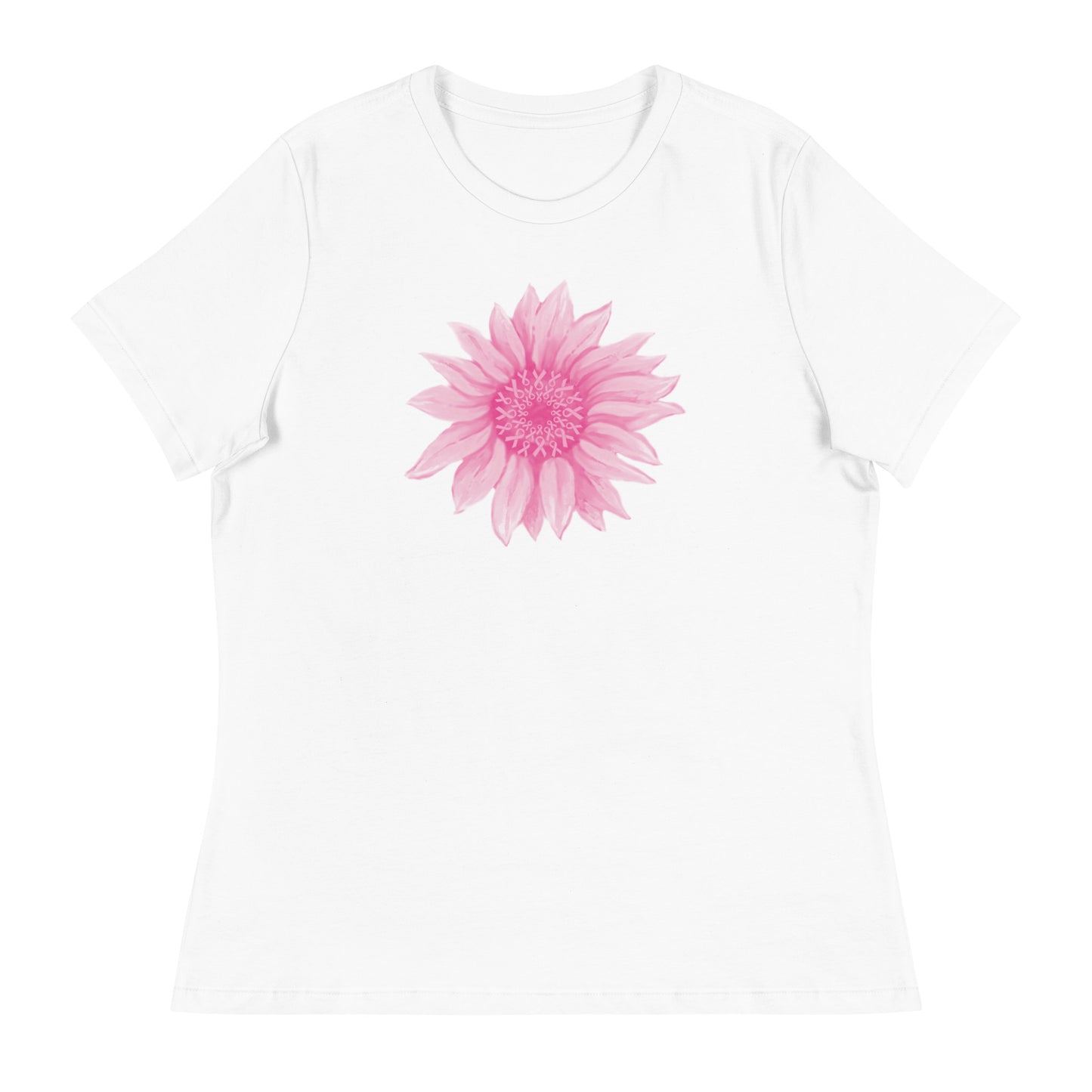 Pink Ribbon Sunflower Women's Relaxed T-Shirt