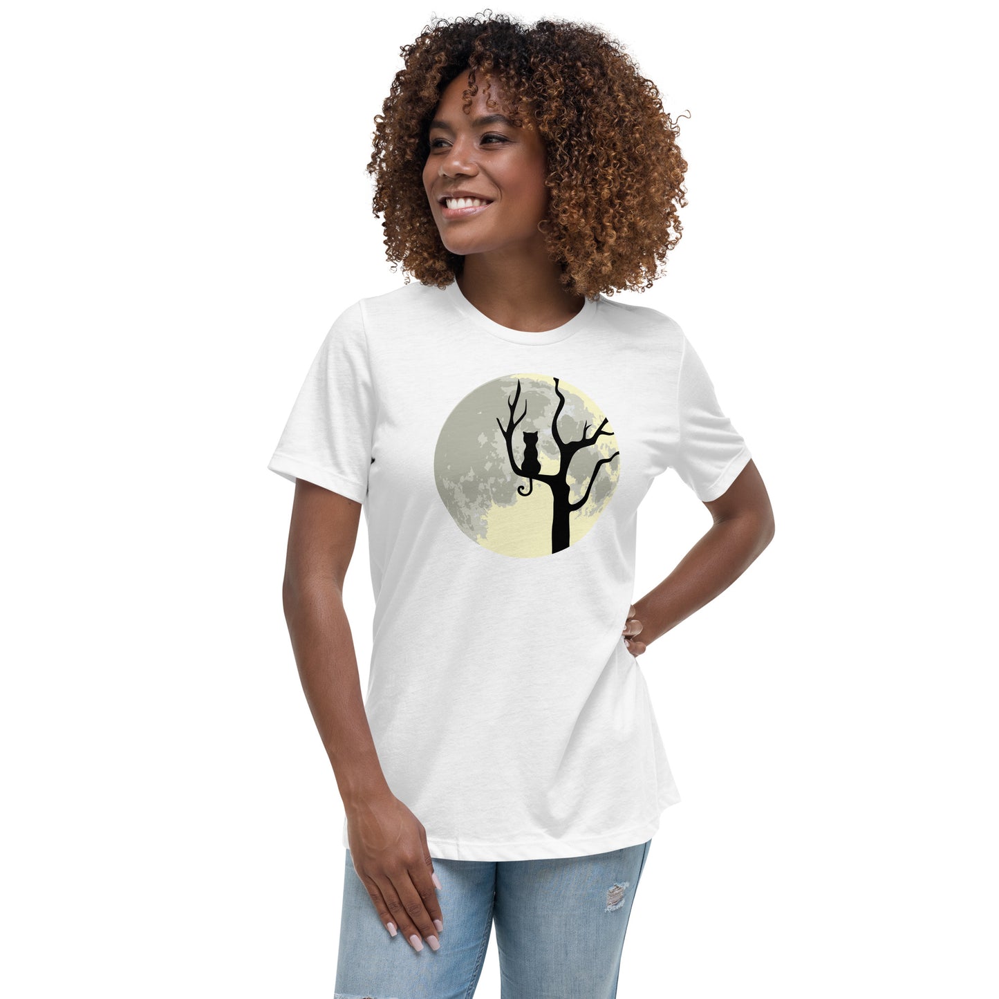 Spooky Tree & Cat Women's Relaxed T-Shirt