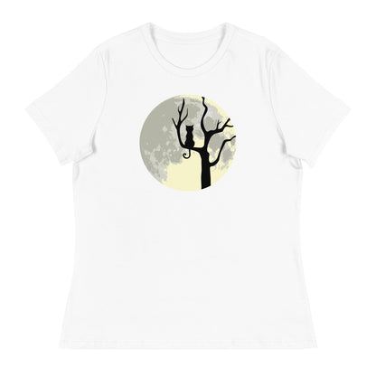 Spooky Tree & Cat Women's Relaxed T-Shirt